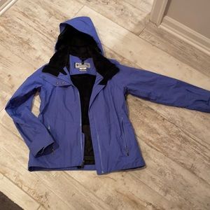 Blue With light pin stripe Columbia coat